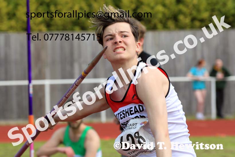Mens Under-20s Javelin, 2023 North Eastern Track and Field Champs., Middlesbrough Sports Village, Middlesbrough. Photo: David T. Hewitson/Sports for All Pics